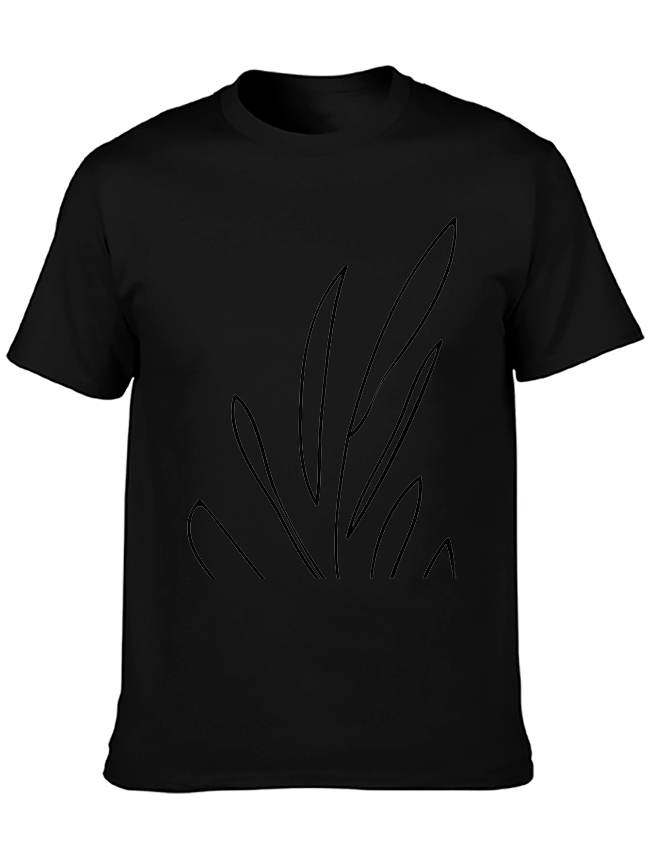 Black Graphic Tee - Abstract Plant Design