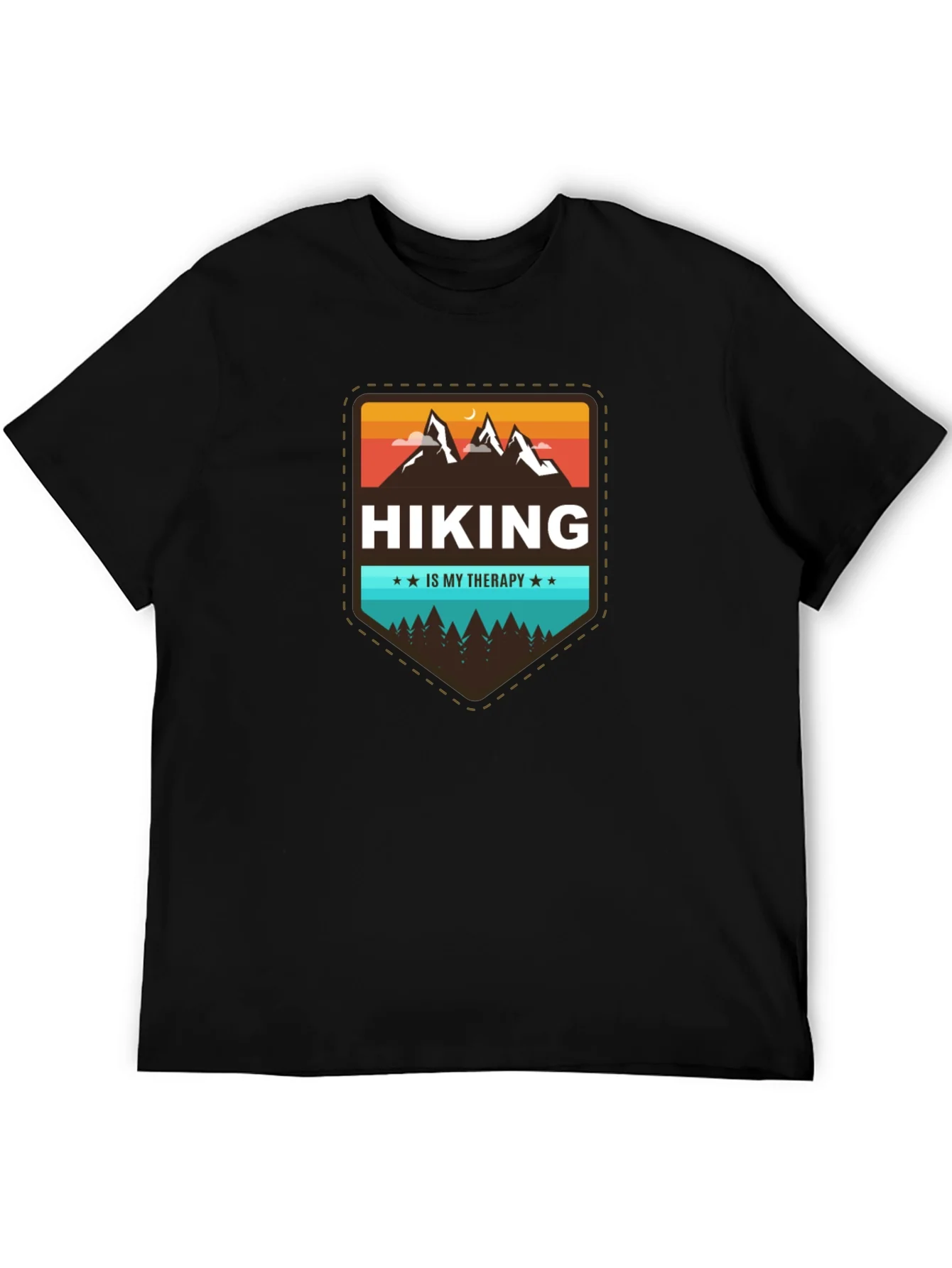 Hiking is My Therapy Black T-Shirt