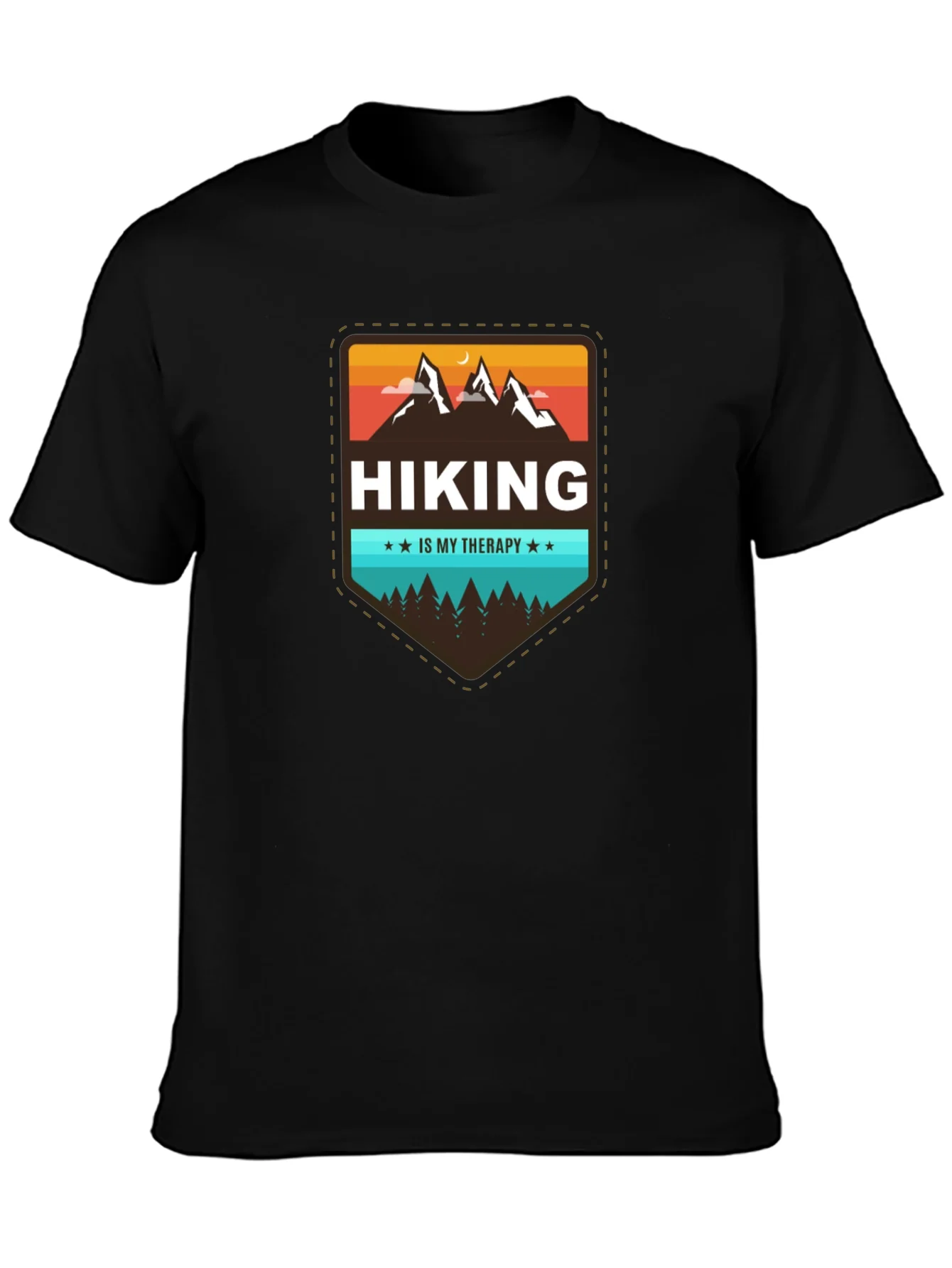 Hiking is My Therapy Black T-Shirt