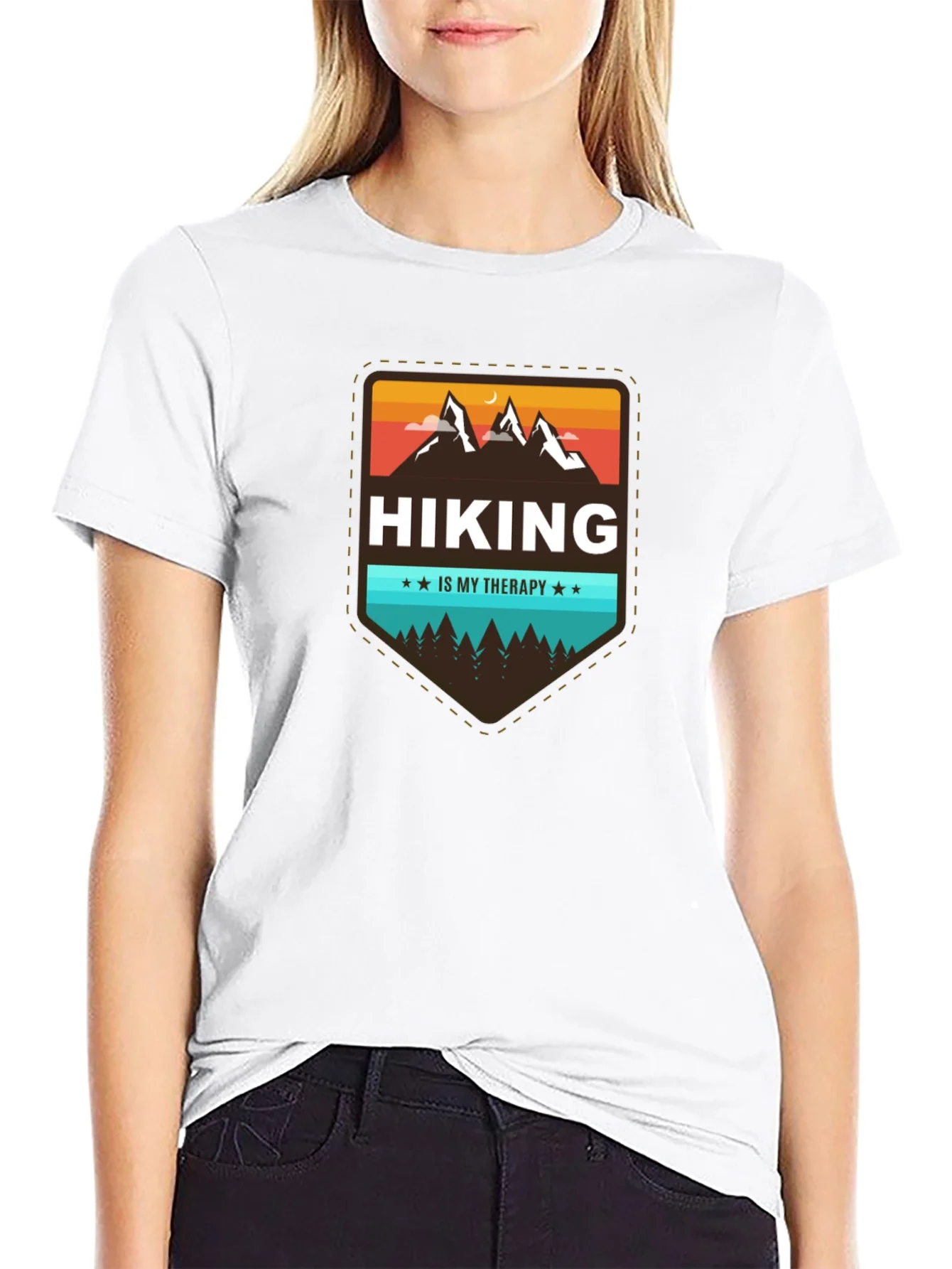 Hiking is My Therapy Black T-Shirt