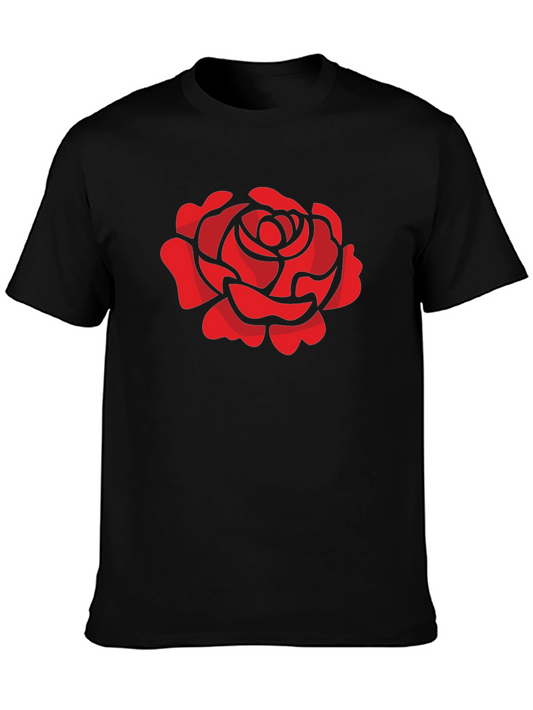 Red Rose Graphic T-Shirt - Stylish Black Tee