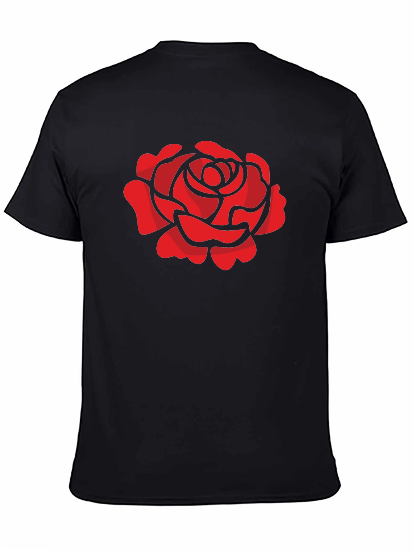 Red Rose Graphic T-Shirt - Stylish Black Tee