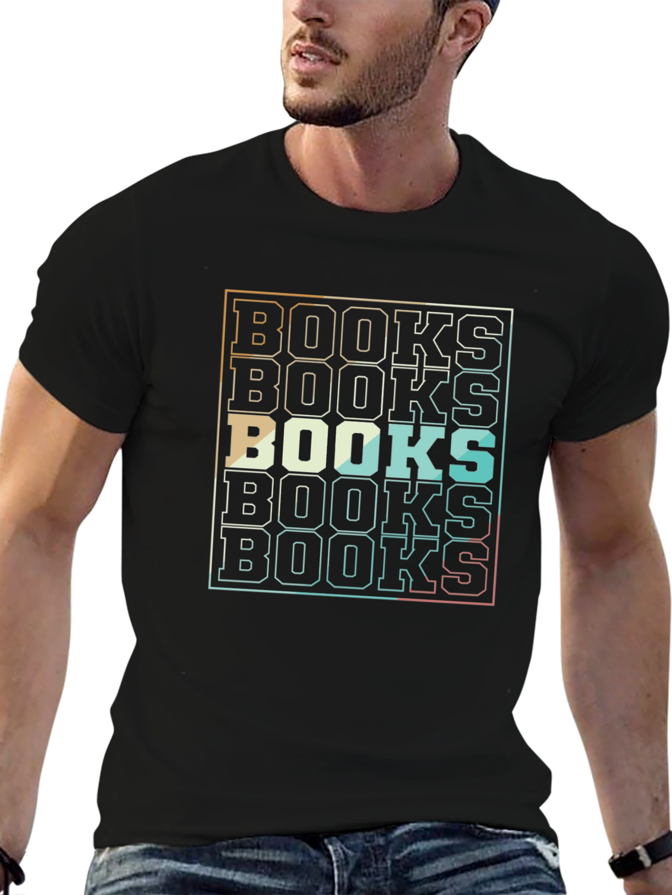Retro Stacked BOOKS Graphic T-Shirt