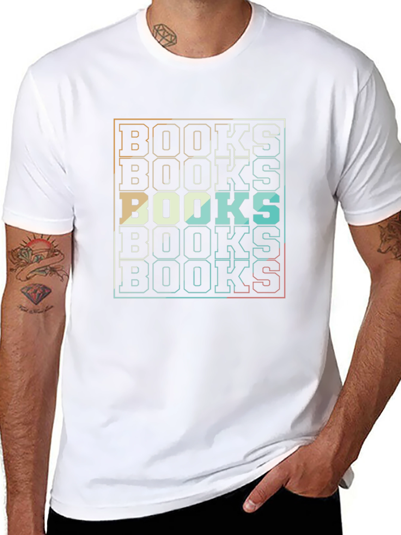 Retro Stacked BOOKS Graphic T-Shirt