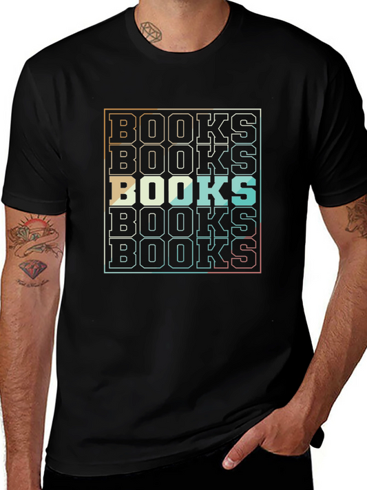 Retro Stacked BOOKS Graphic T-Shirt