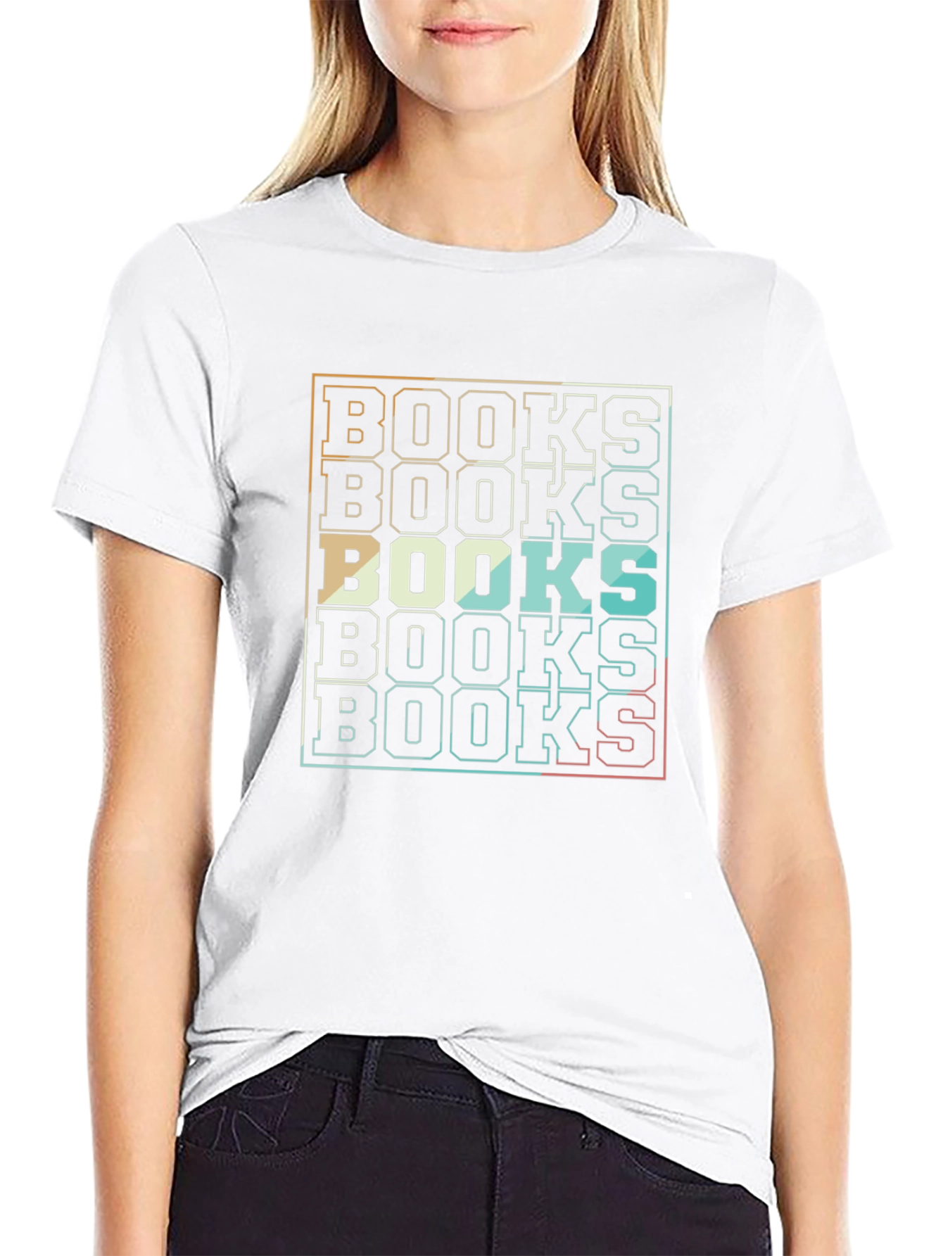 Retro Stacked BOOKS Graphic T-Shirt