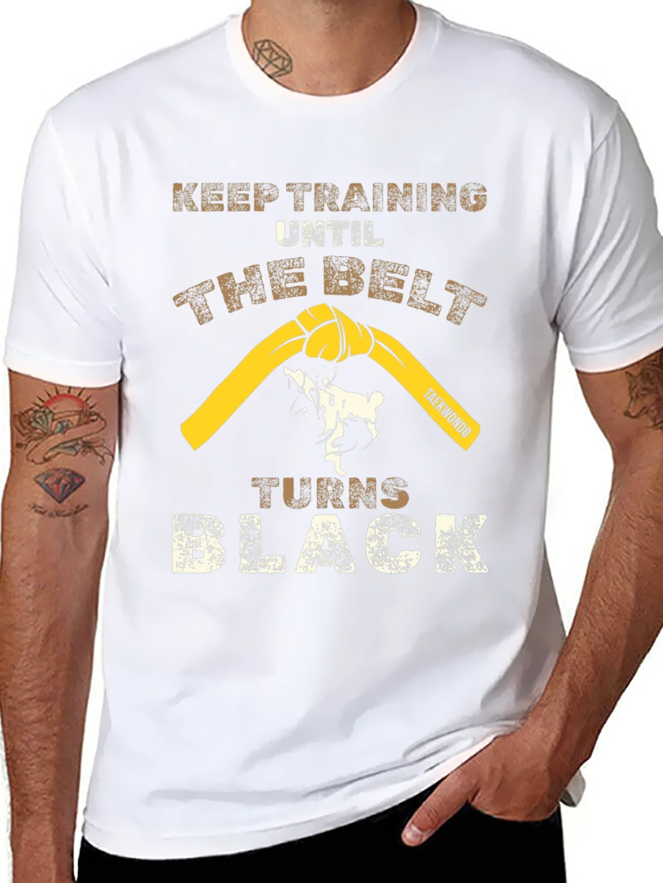 Taekwondo Training T-Shirt - Belt Turns Black