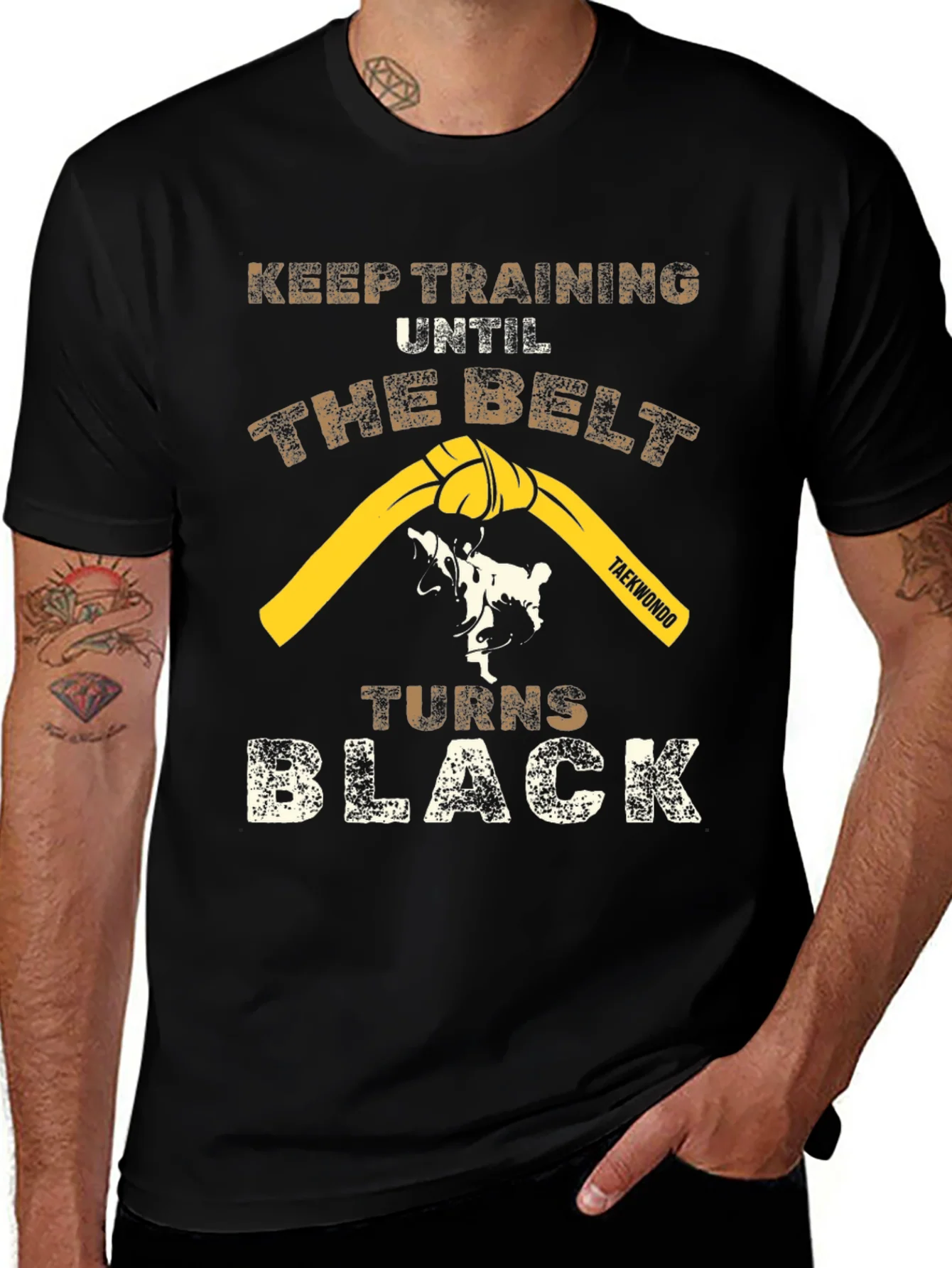 Taekwondo Training T-Shirt - Belt Turns Black