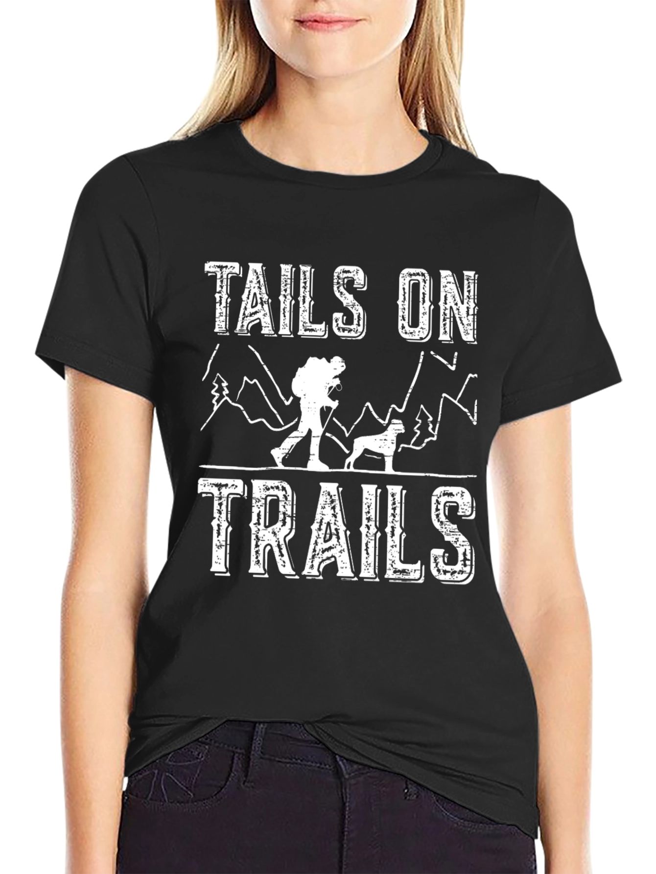 Tails On Trails Graphic T-Shirt - Hiking with Dog