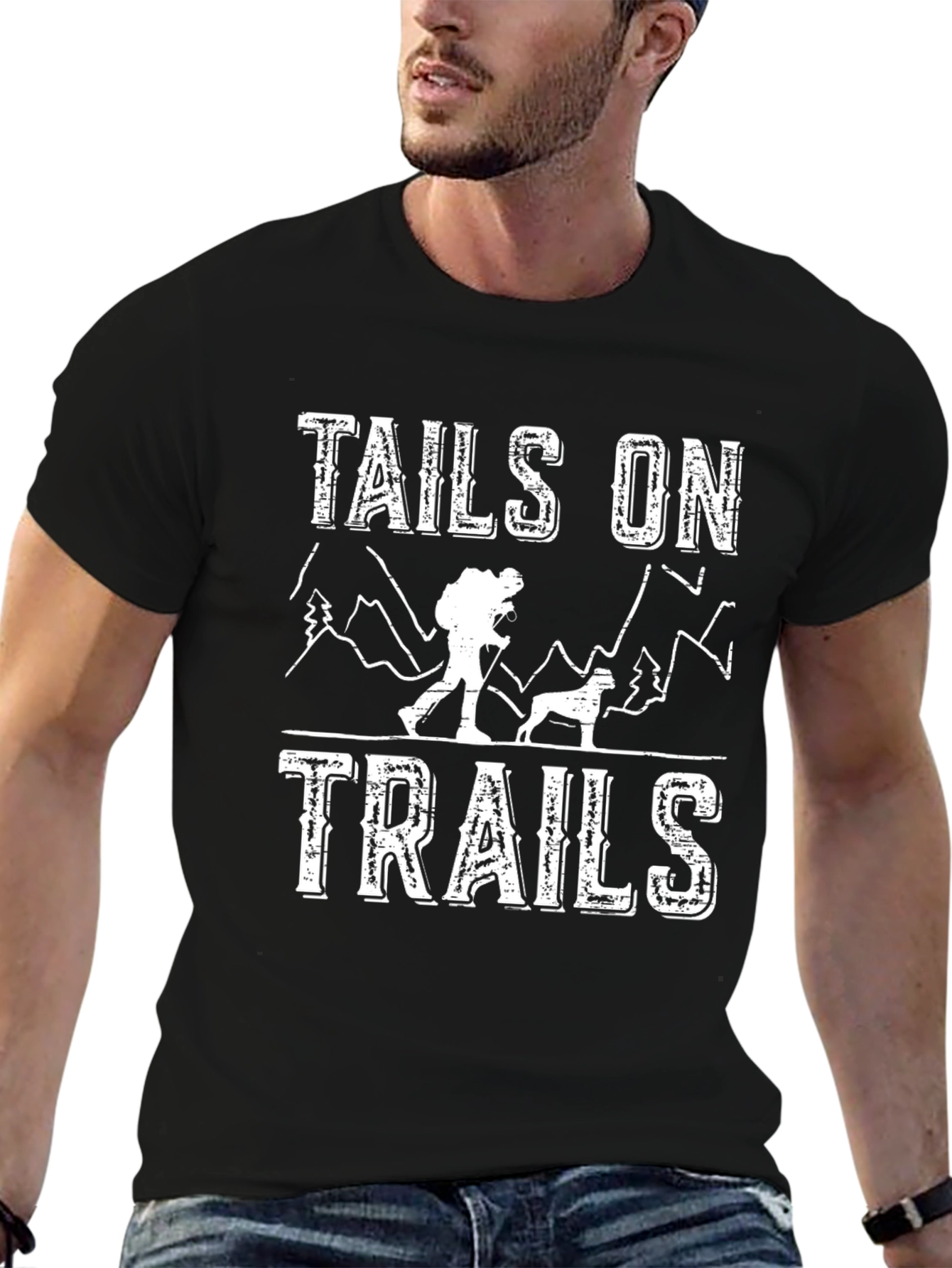 Tails On Trails Graphic T-Shirt - Hiking with Dog