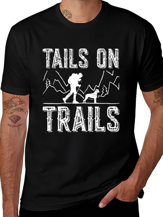 Tails On Trails Graphic T-Shirt - Hiking with Dog