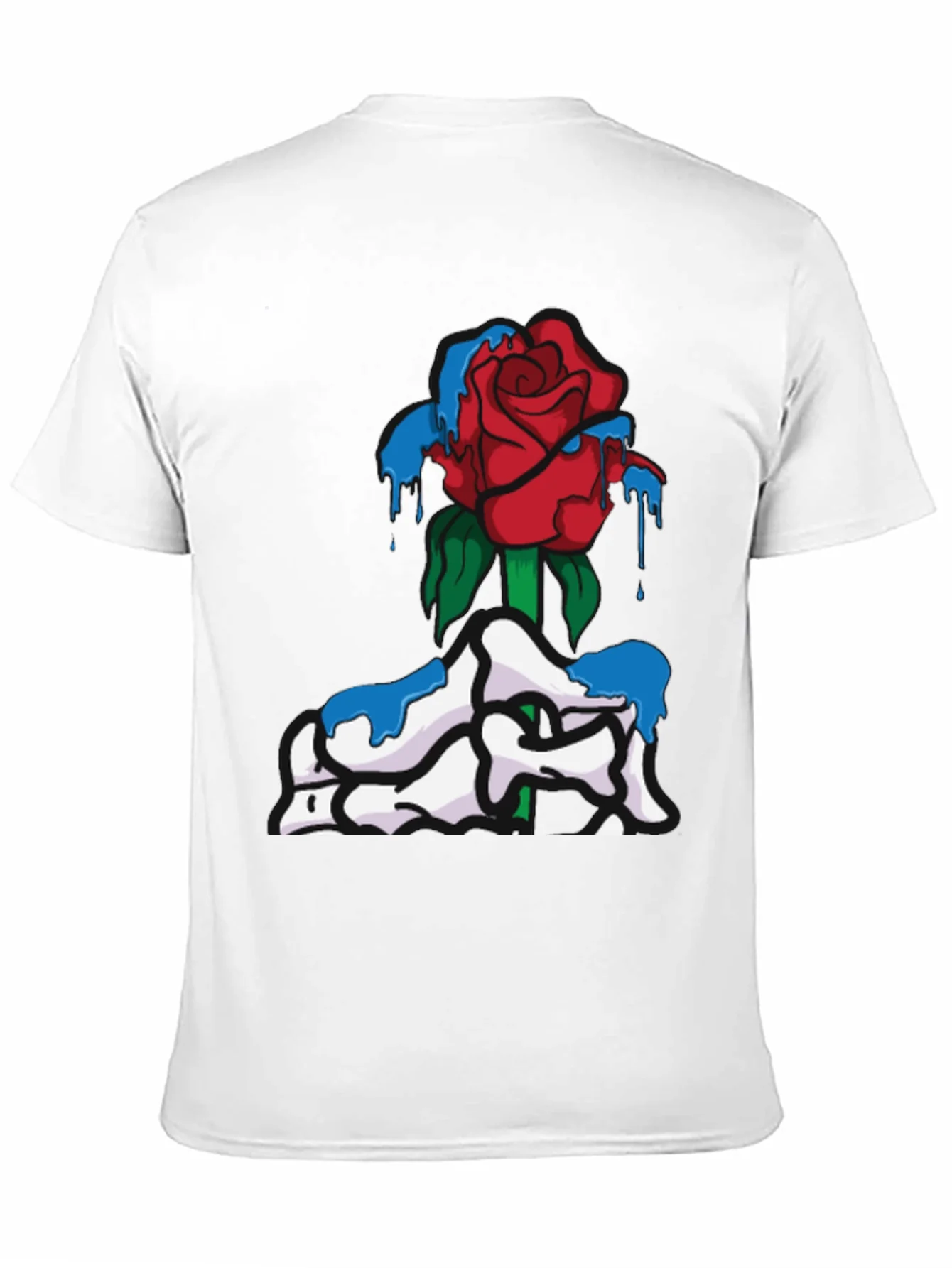 Rose & Dripping Paint Graphic Tee - Black