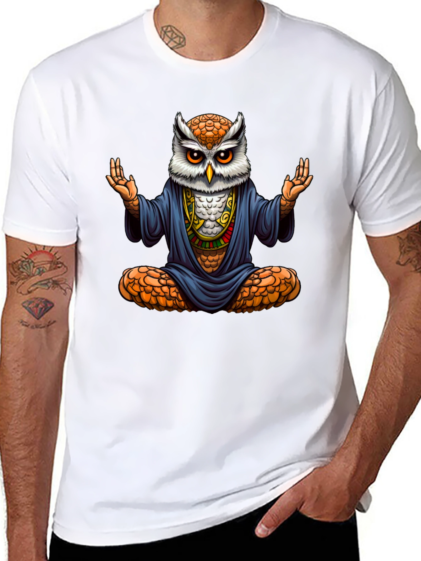 Zen Owl T-Shirt - Meditating Bird Tee