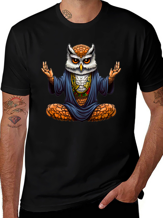 Zen Owl T-Shirt - Meditating Bird Tee