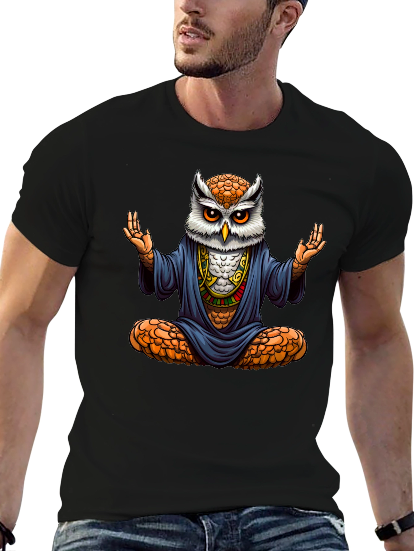 Zen Owl T-Shirt - Meditating Bird Tee