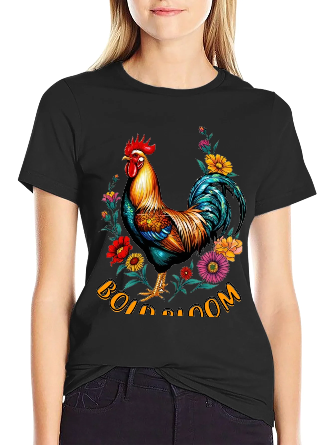Floral Rooster Graphic Tee