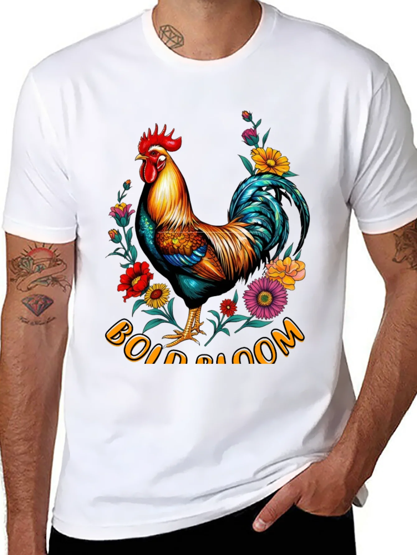 Floral Rooster Graphic Tee