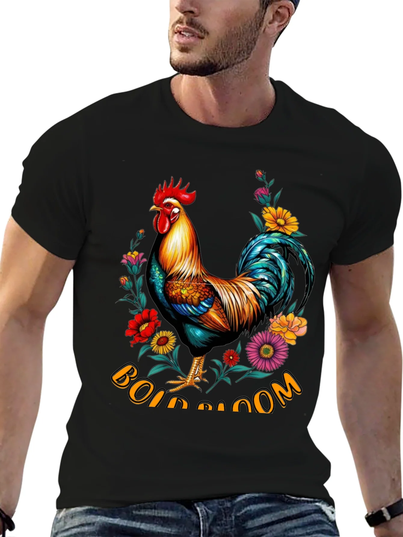 Floral Rooster Graphic Tee