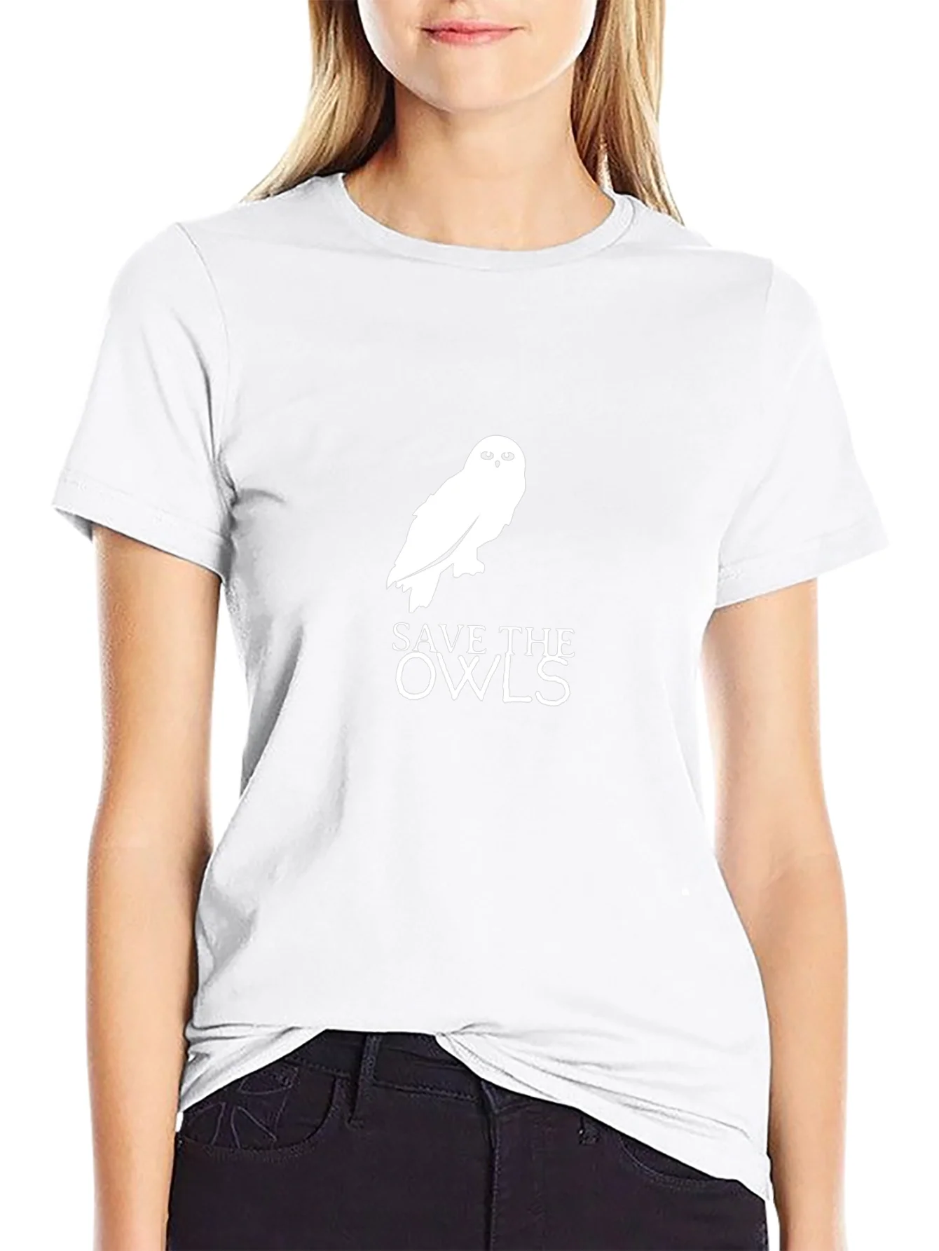 Save the Owls Graphic Tee - Black Cotton T-Shirt