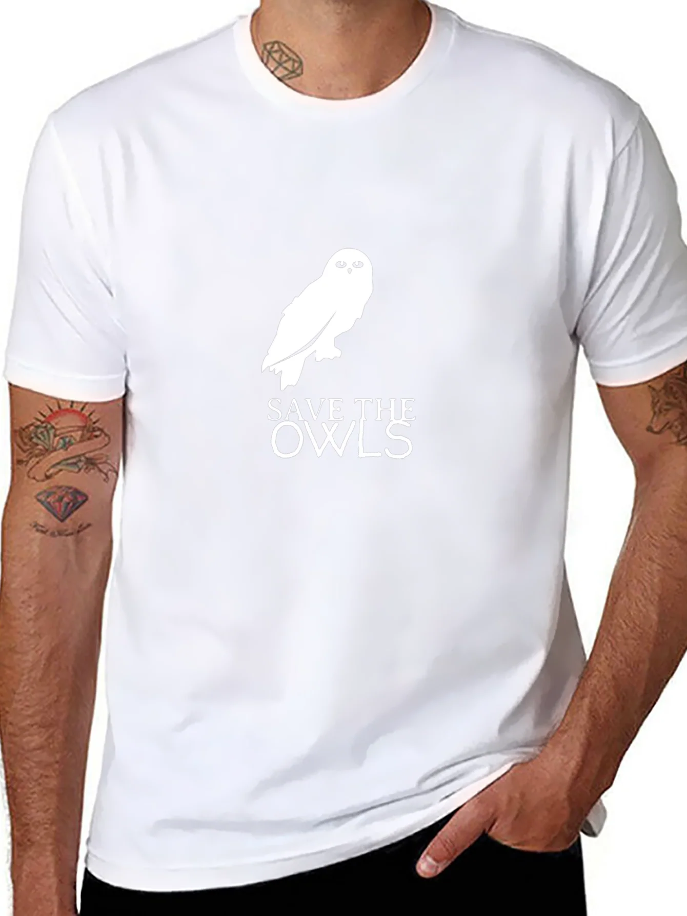 Save the Owls Graphic Tee - Black Cotton T-Shirt