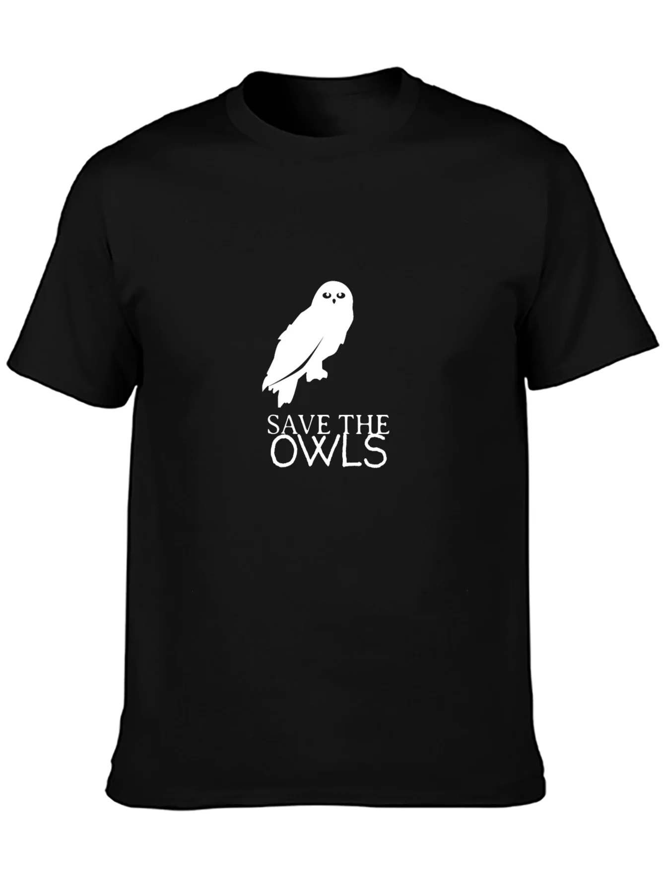 Save the Owls Graphic Tee - Black Cotton T-Shirt