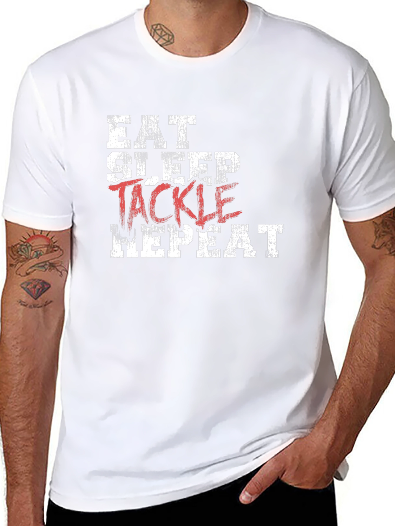 Eat Sleep Tackle Repeat Black T-Shirt