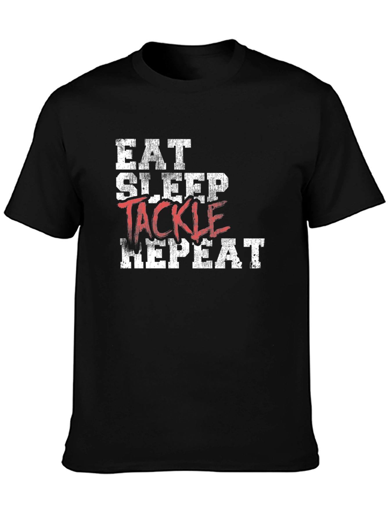 Eat Sleep Tackle Repeat Black T-Shirt