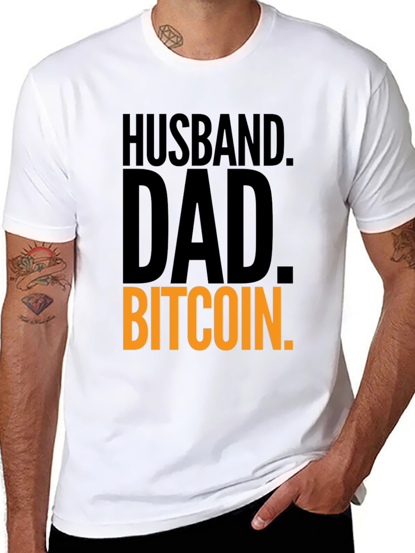 Husband Dad Bitcoin Black T-Shirt