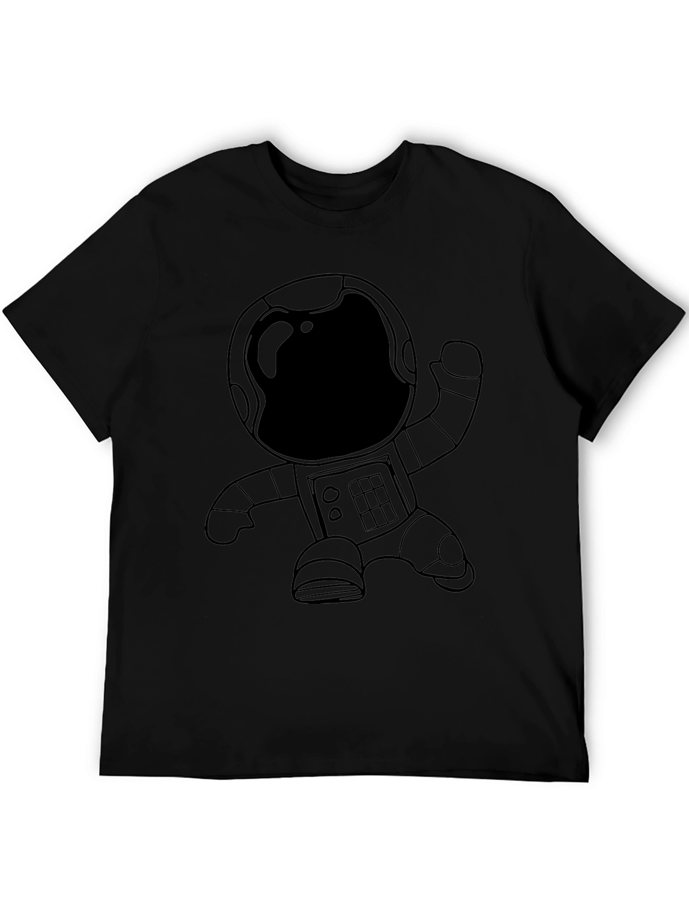 Astronaut Graphic Tee - Black Cotton Casual T-Shirt