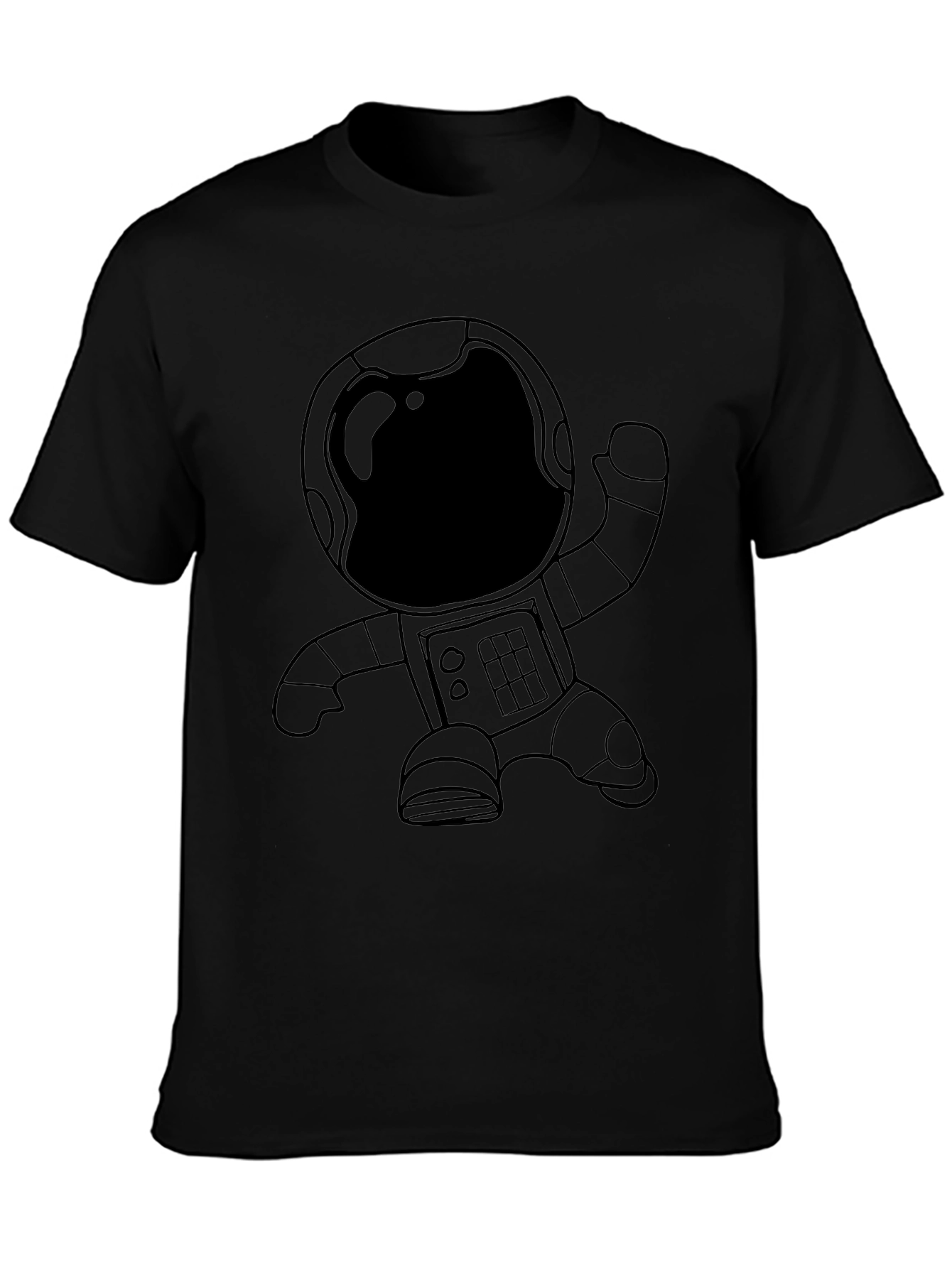 Astronaut Graphic Tee - Black Cotton Casual T-Shirt