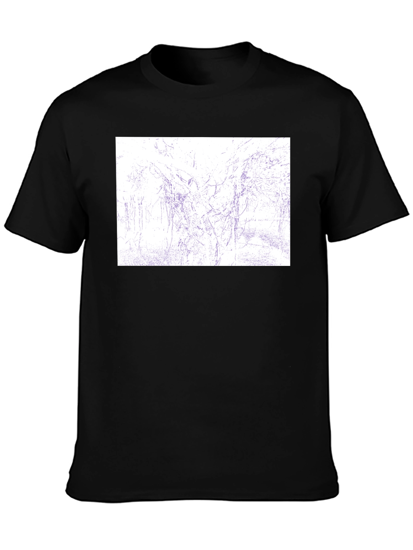 Abstract Sketch Print Black T-Shirt