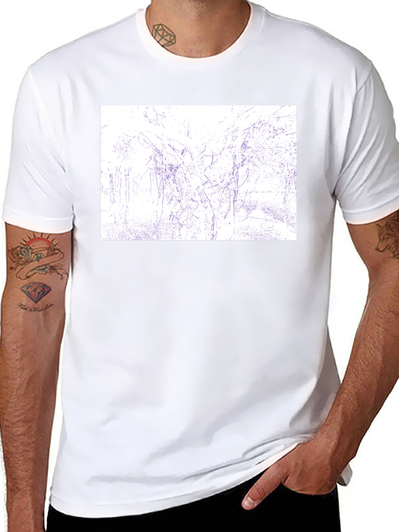 Abstract Sketch Print Black T-Shirt