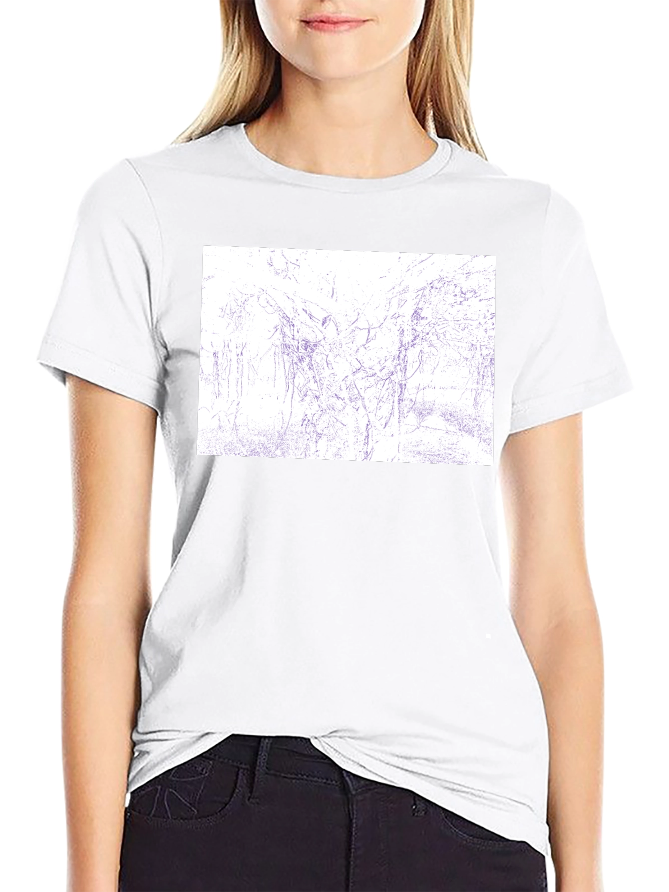 Abstract Sketch Print Black T-Shirt
