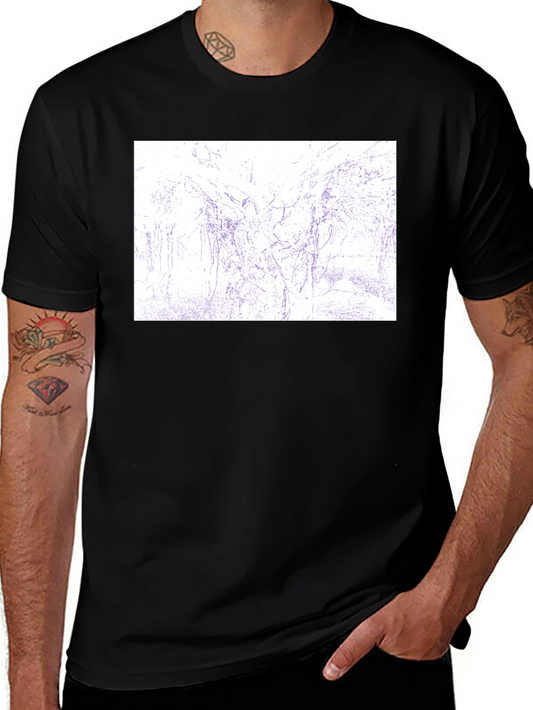 Abstract Sketch Print Black T-Shirt
