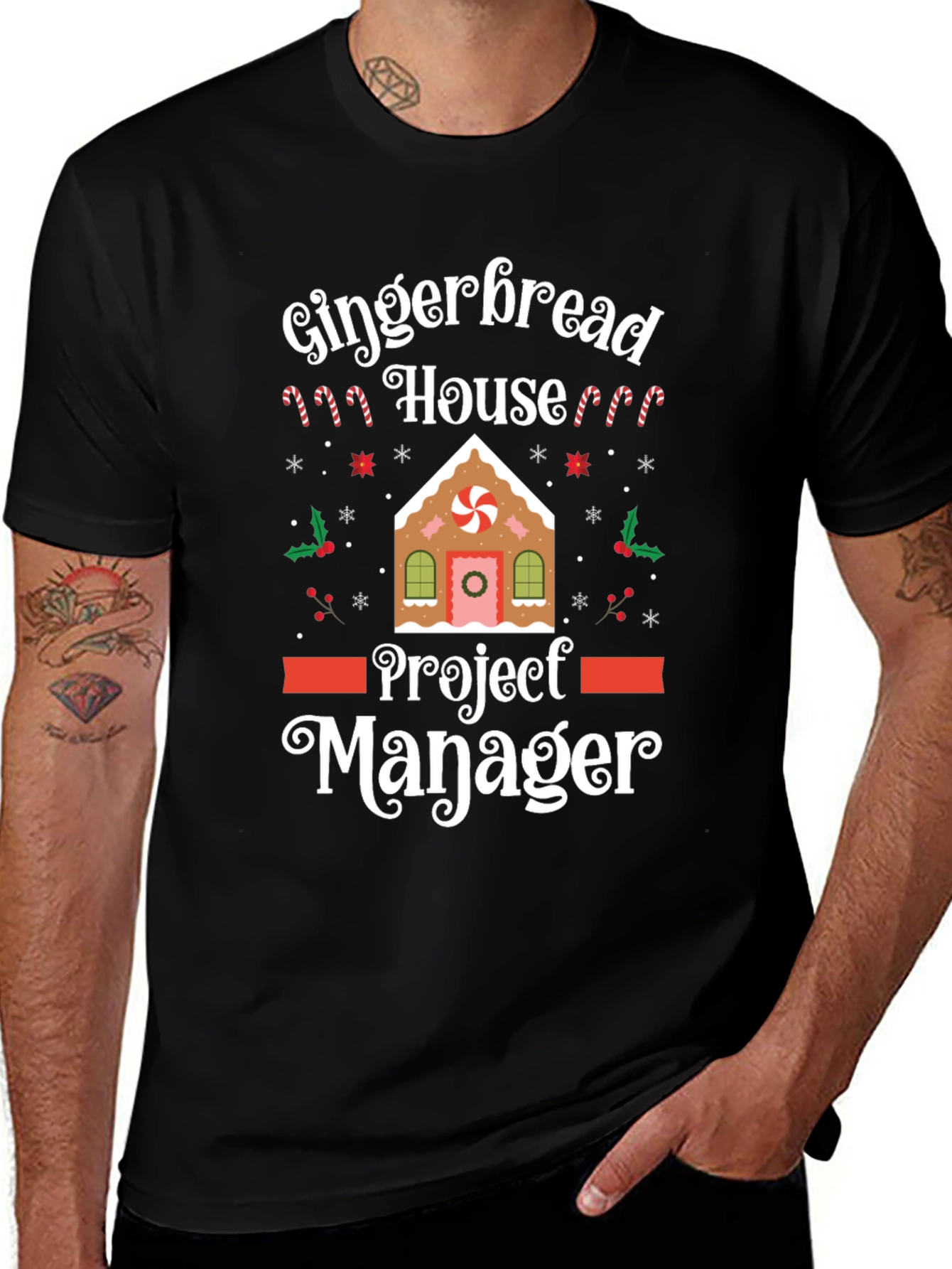 Gingerbread House Project Manager Funny Christmas T-Shirt