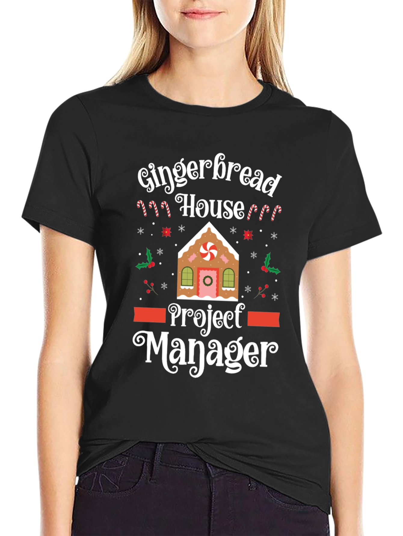 Gingerbread House Project Manager Funny Christmas T-Shirt