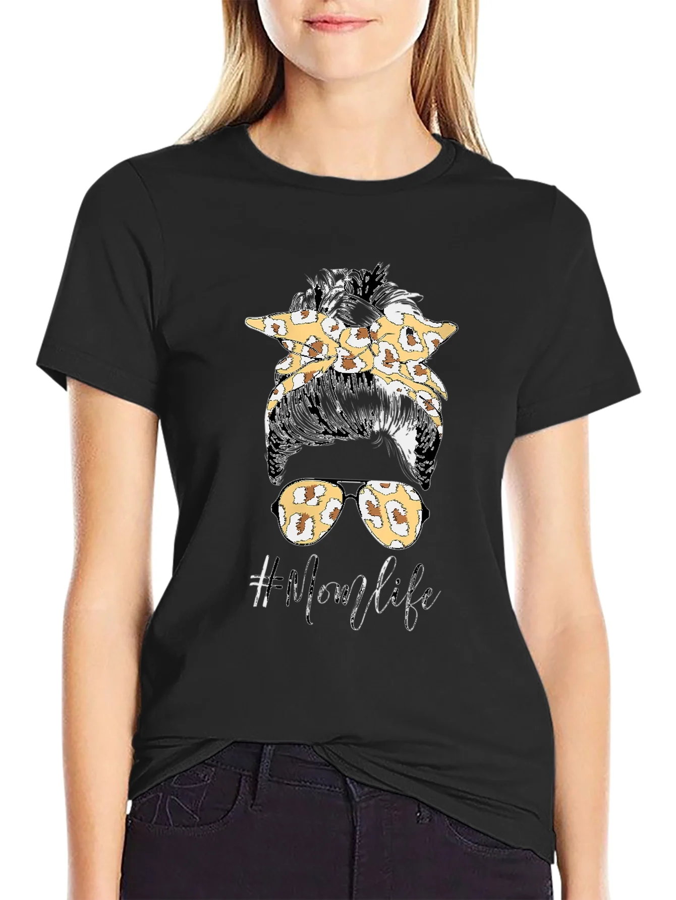 Mom Life Leopard Print Graphic Tee