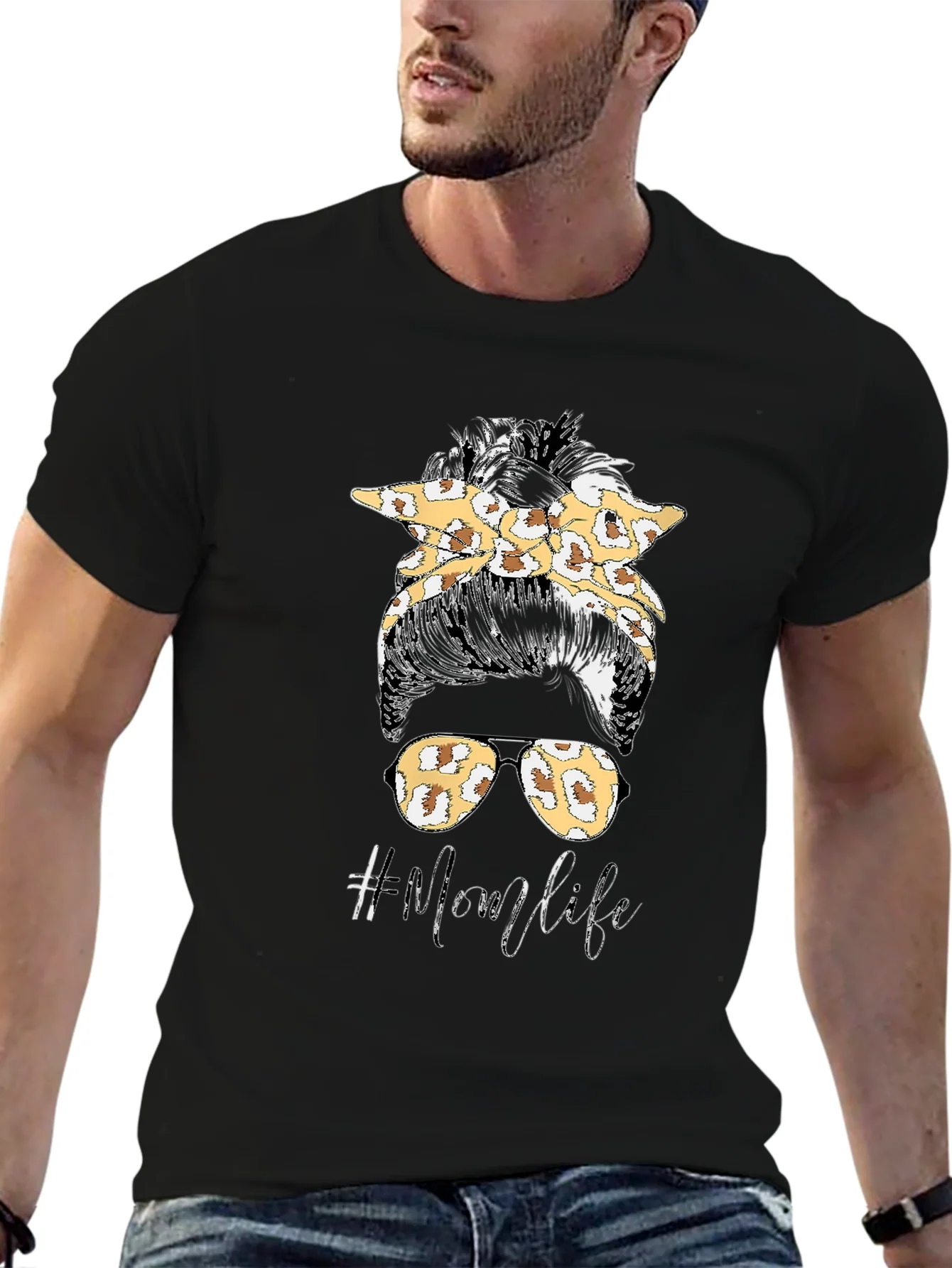 Mom Life Leopard Print Graphic Tee