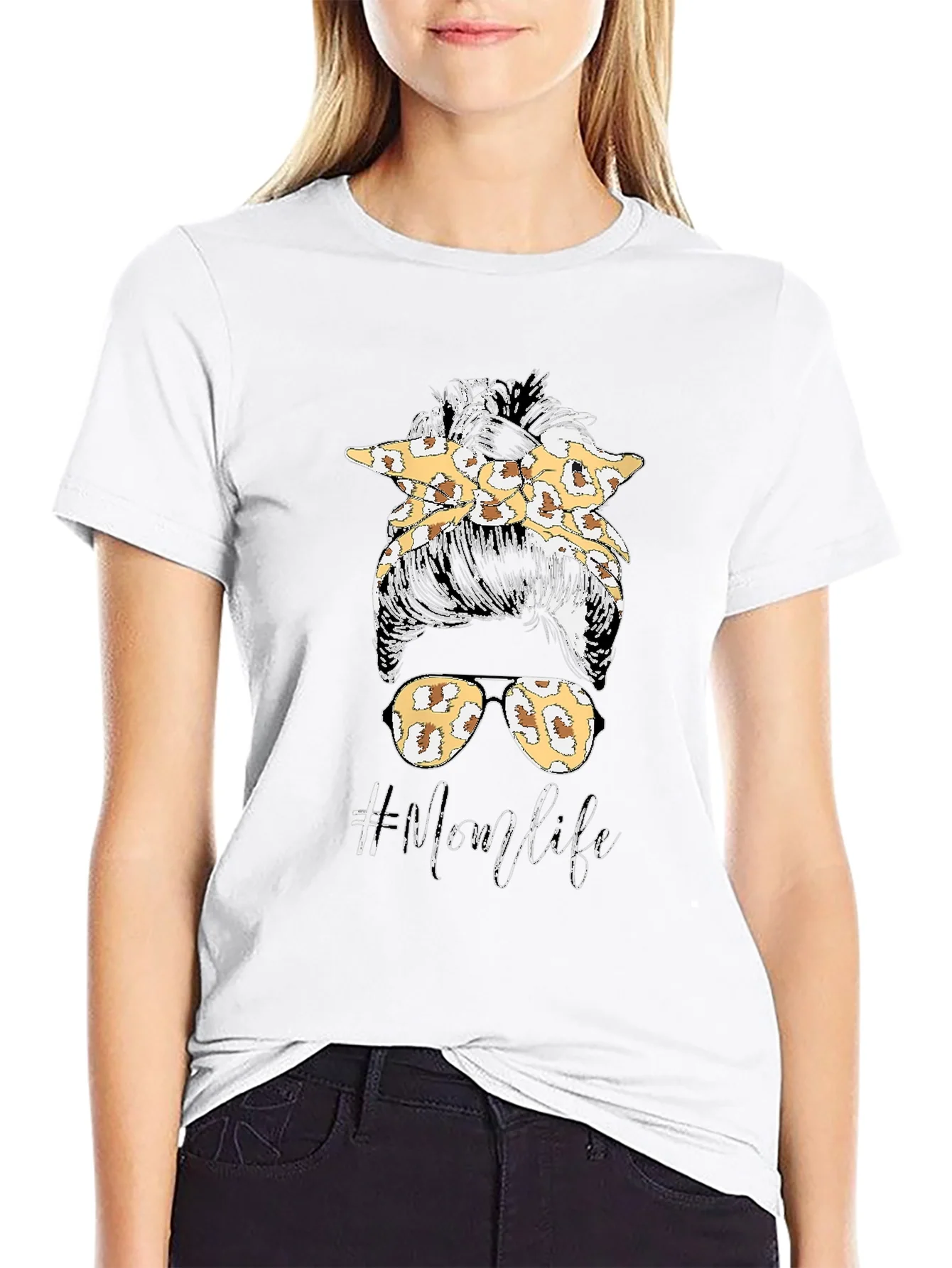 Mom Life Leopard Print Graphic Tee