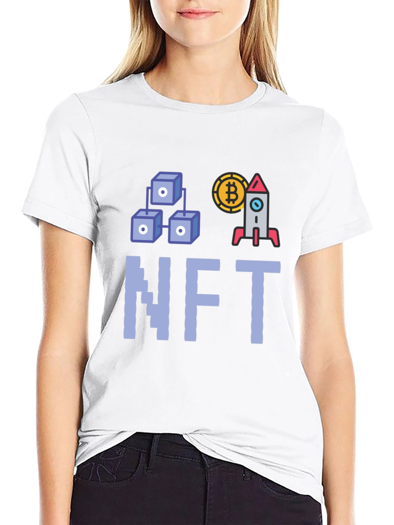 NFT Crypto T-Shirt - Blockchain Bitcoin Rocket Design