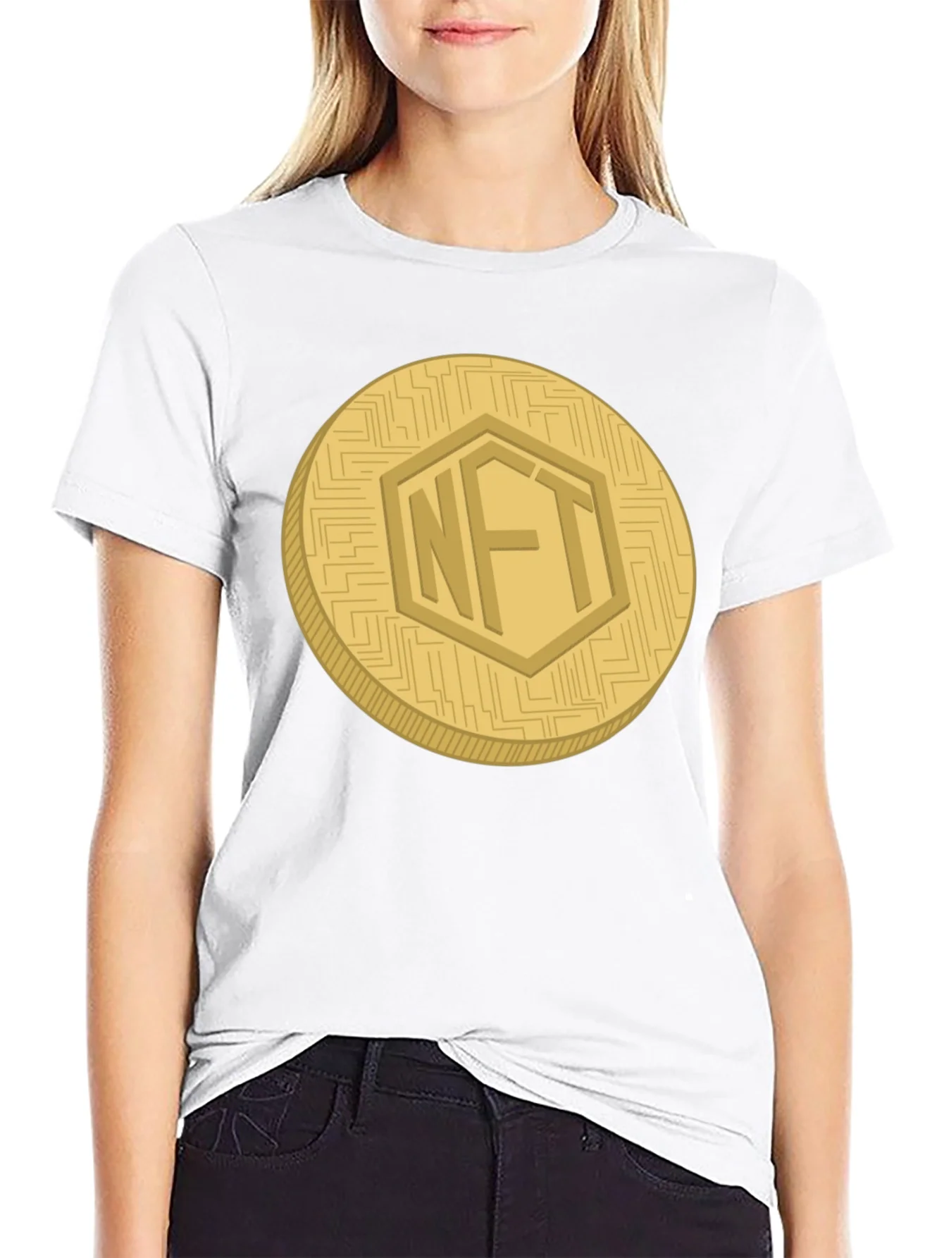 NFT Crypto Coin Graphic Tee - Black Casual T-Shirt