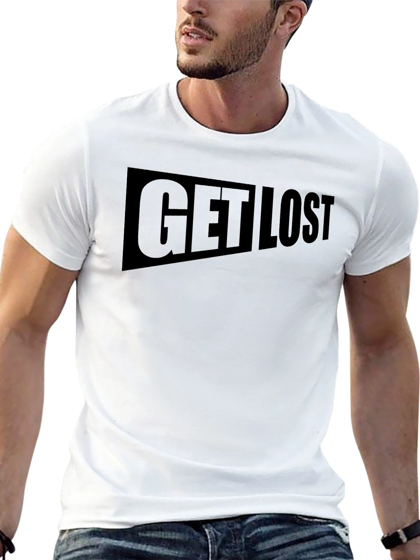 Get Lost Graphic Print Black T-Shirt