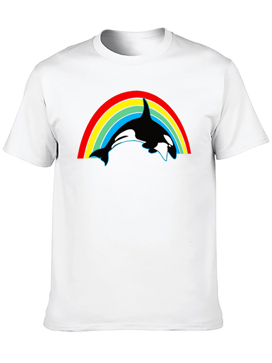 Orca Rainbow Graphic Tee - Black Cotton T-Shirt