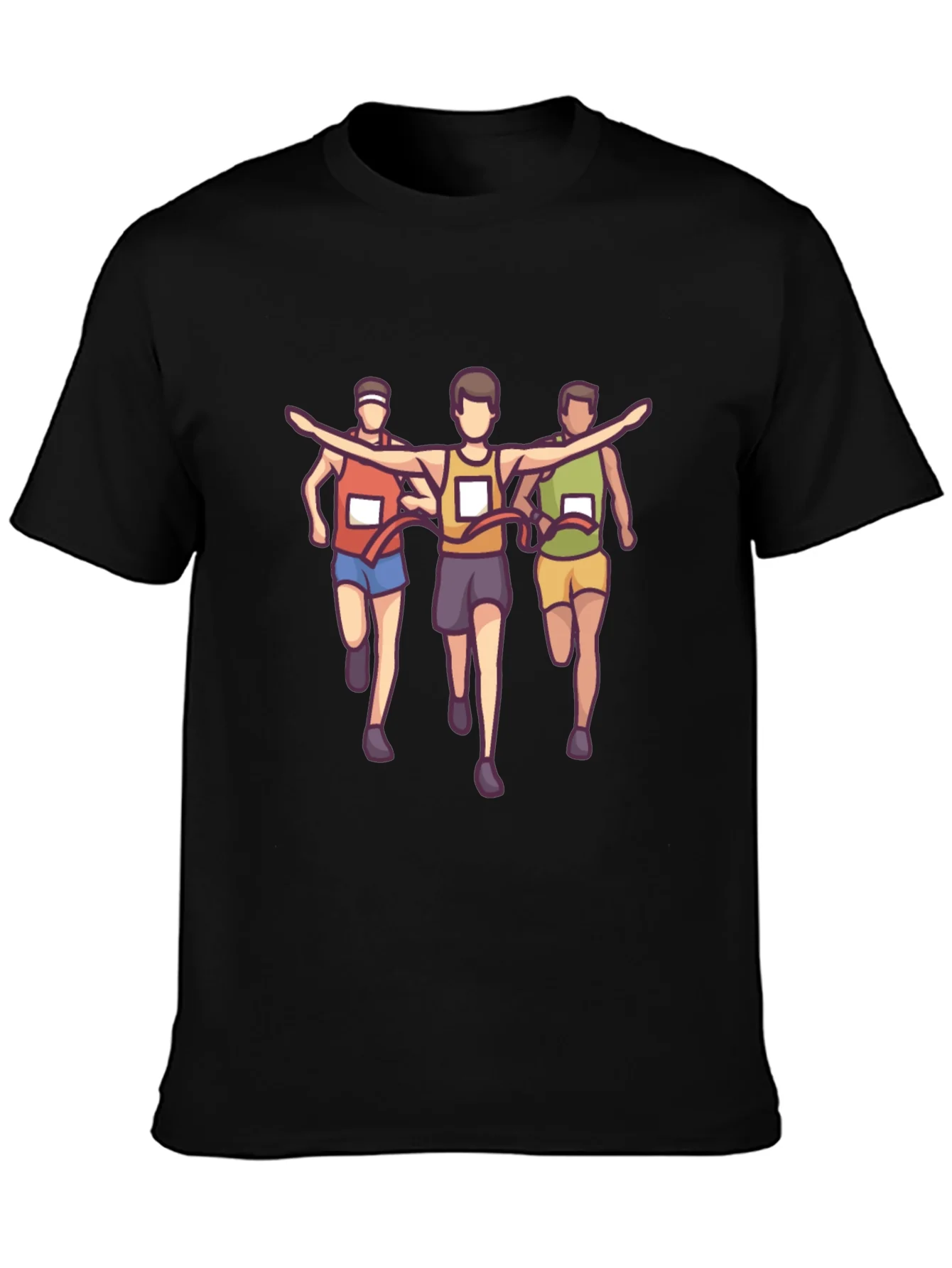 Cartoon Runner Graphic Tee - Black Short Sleeve