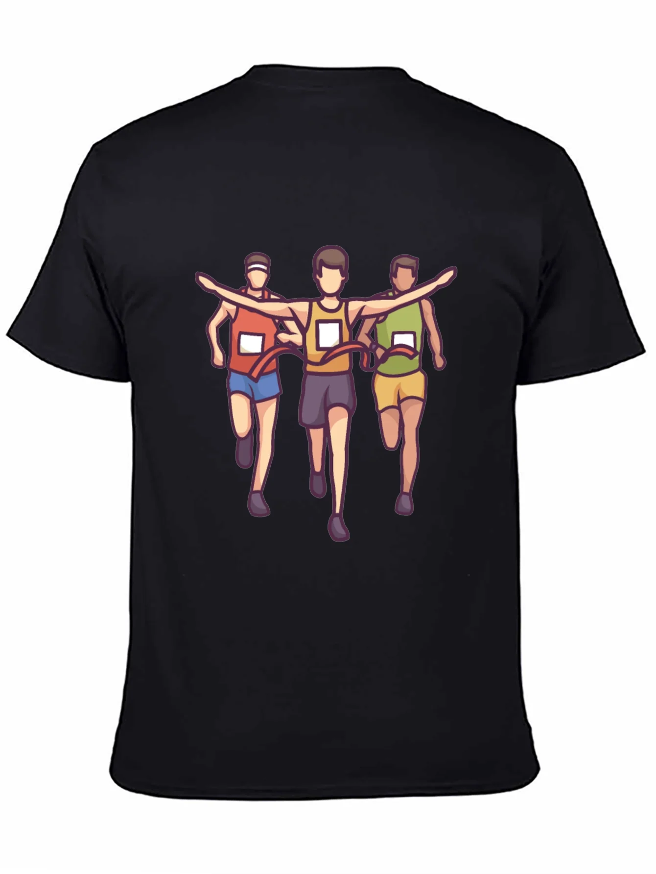 Cartoon Runner Graphic Tee - Black Short Sleeve