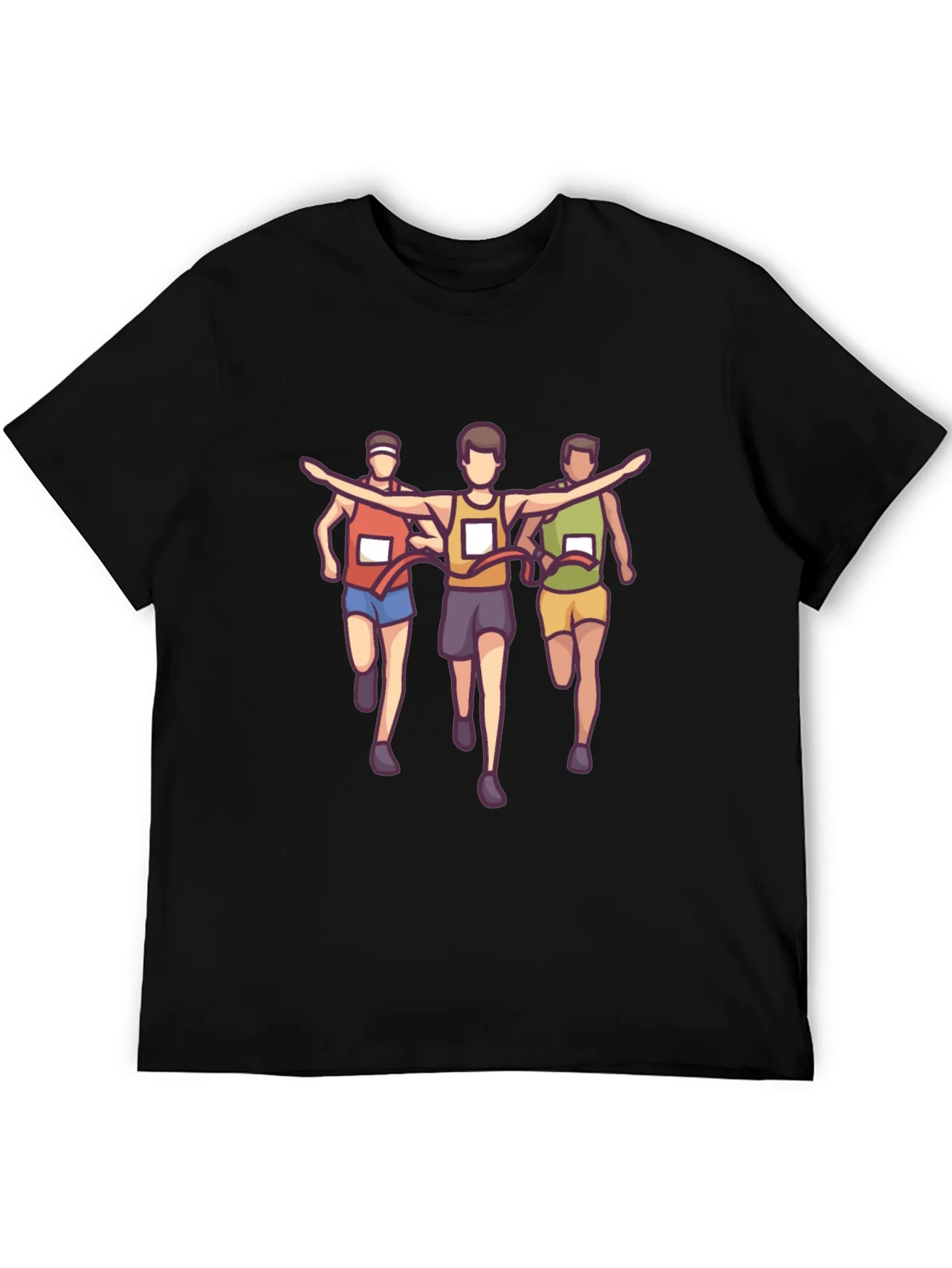 Cartoon Runner Graphic Tee - Black Short Sleeve