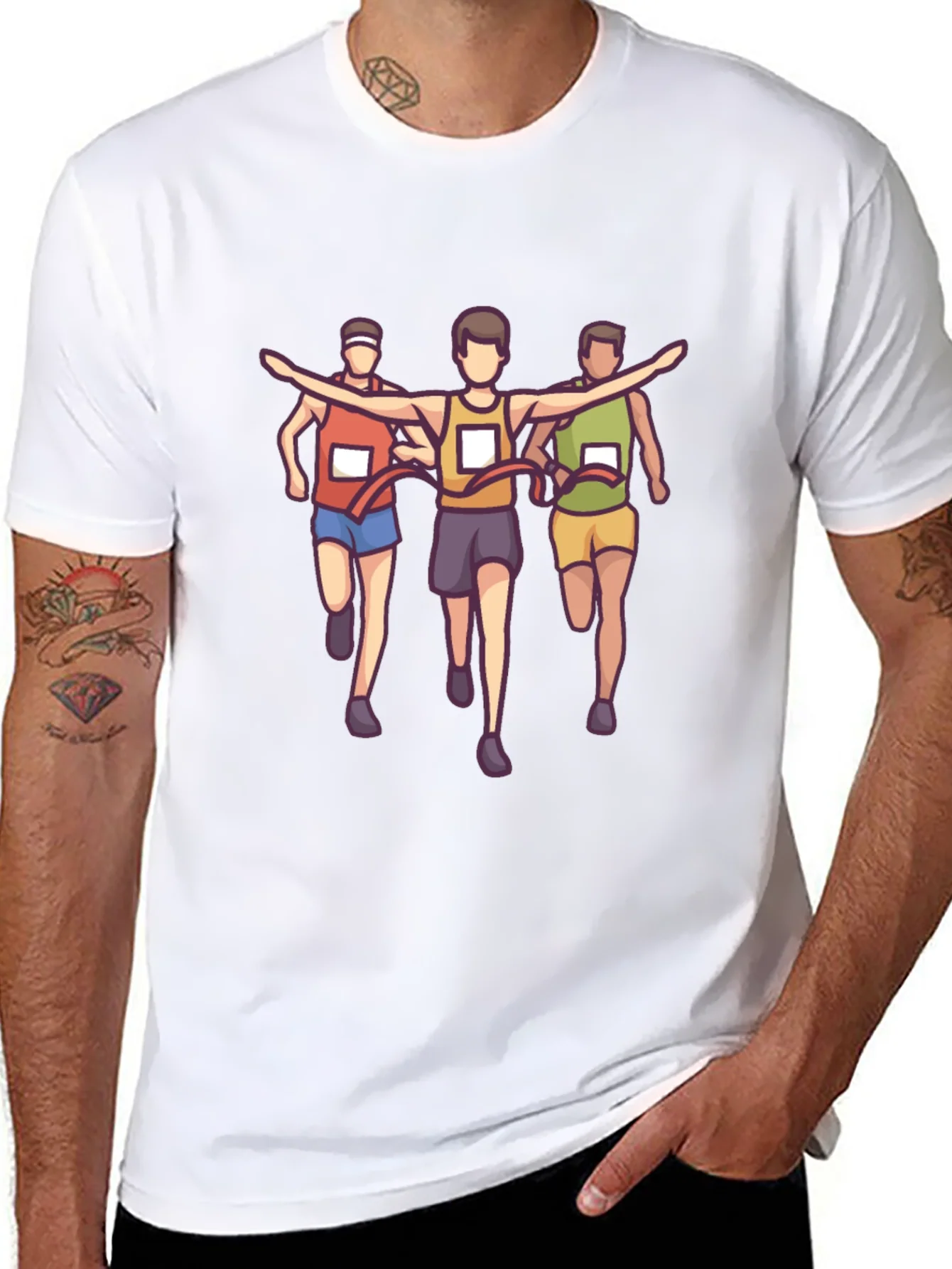 Cartoon Runner Graphic Tee - Black Short Sleeve