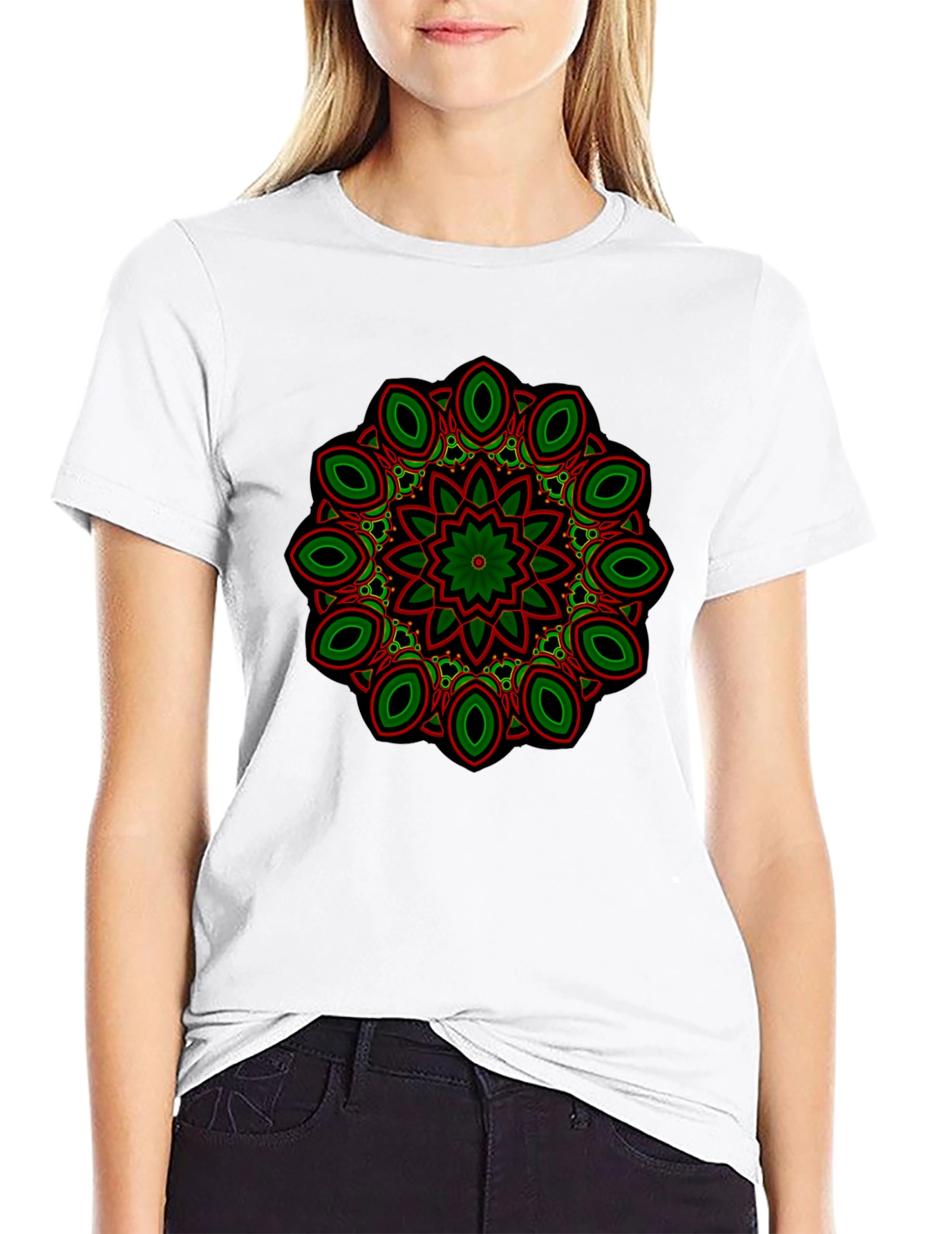 Black T-Shirt with Mandala Design