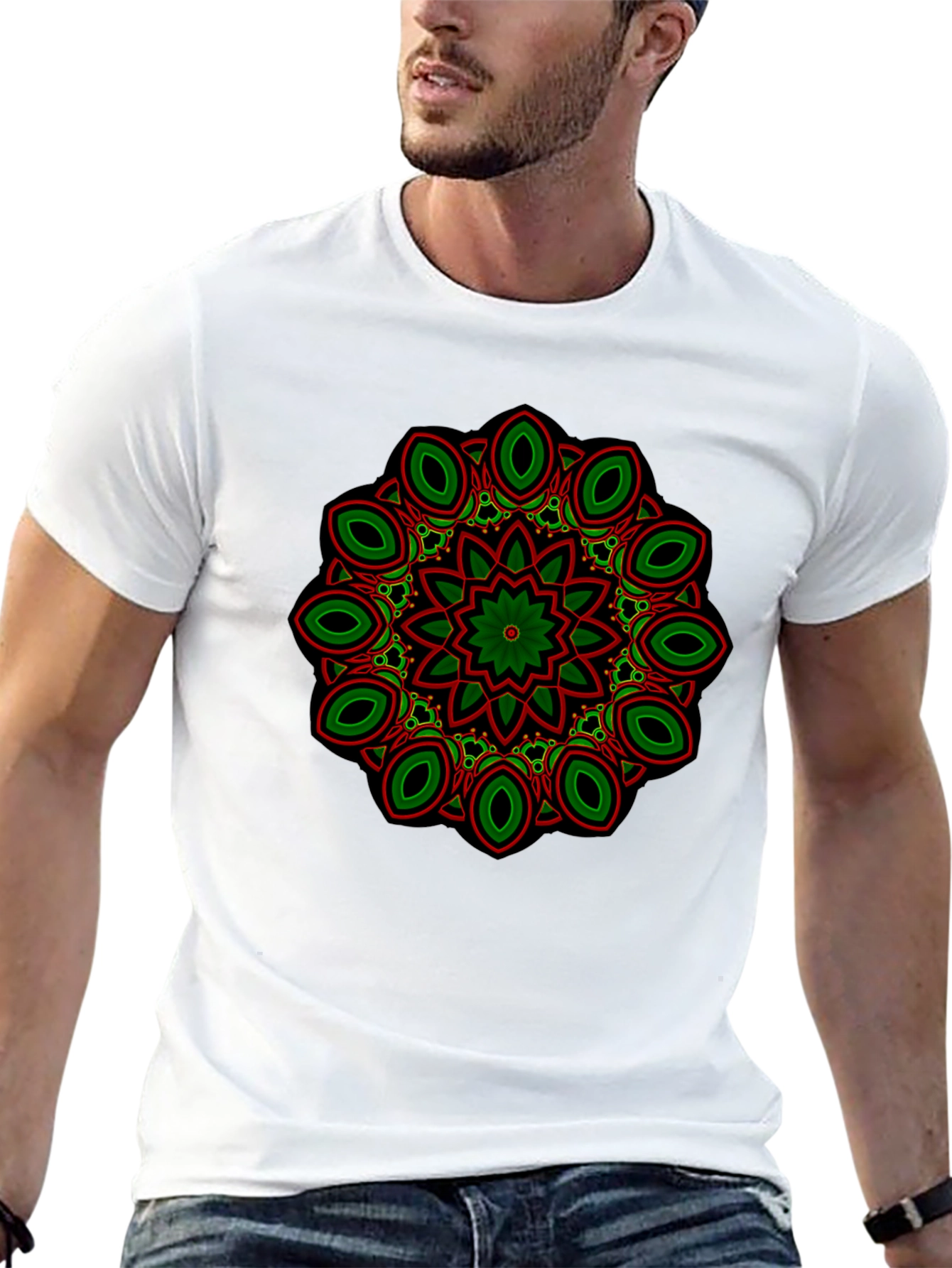 Black T-Shirt with Mandala Design