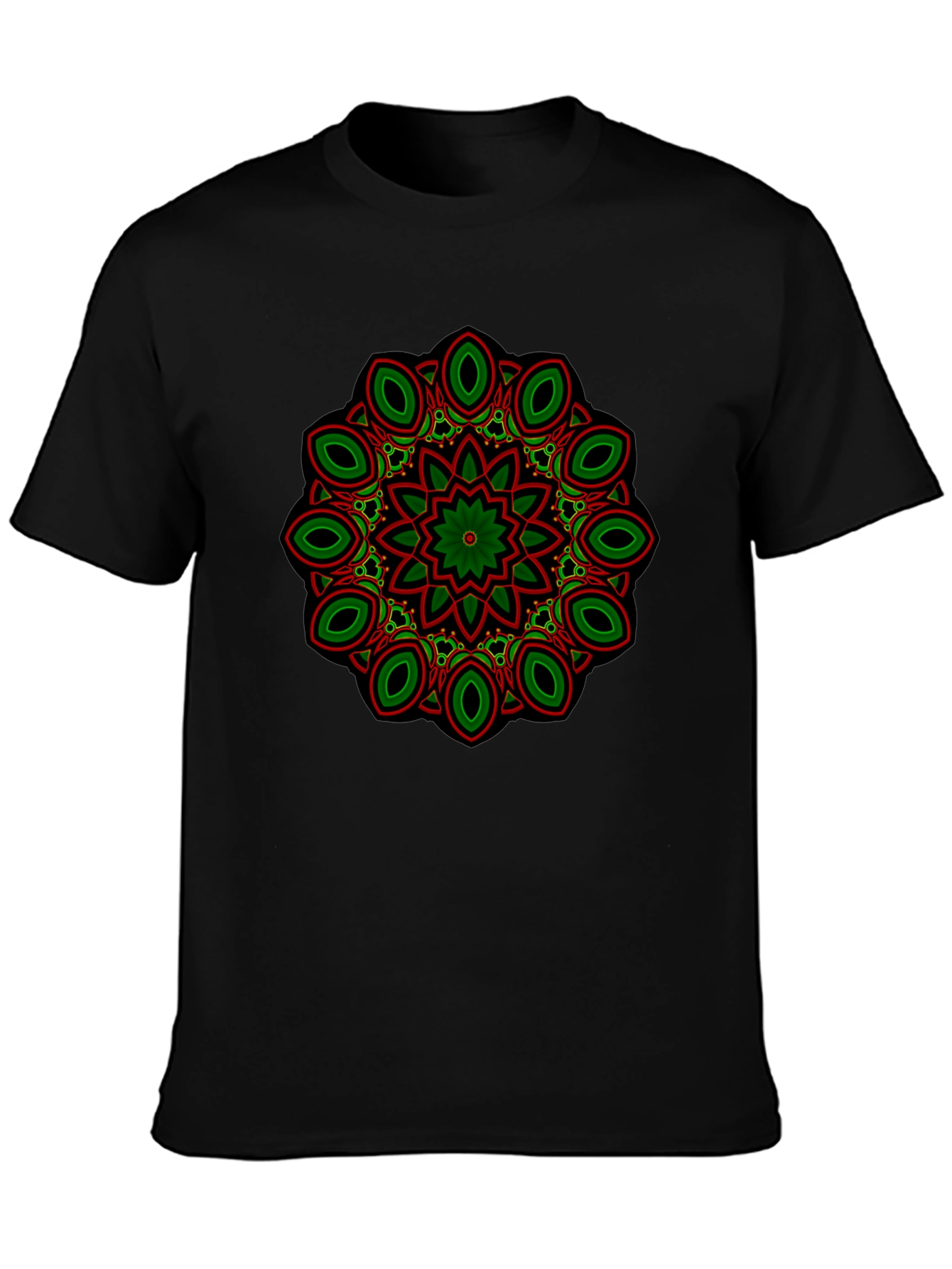Black T-Shirt with Mandala Design